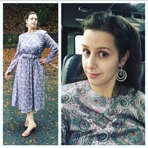 Vtg 80s paisley office dress